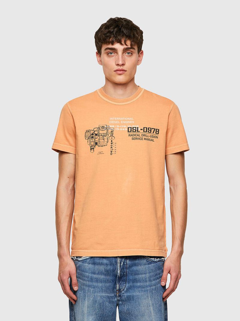 Camisetas Diesel T-Diebind-B1 Homem - Laranja JLURI-8159